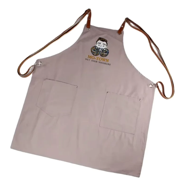 Restaurant-Bar-Cafe-Uniform-Kitchen-Use-Cotton-Canvas-Aprons-with-Leather-Waist