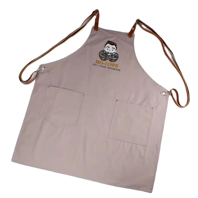 Restaurant-Bar-Cafe-Uniform-Kitchen-Use-Cotton-Canvas-Aprons-with-Leather-Waist