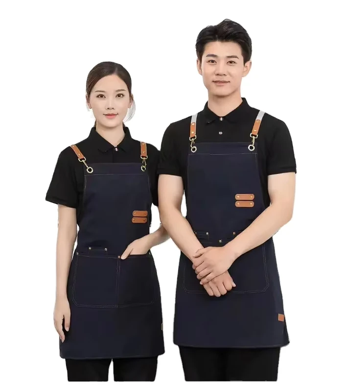 Restaurant-Bar-Uniform-Apron-Custom-Logo-Chef-Waiter-Baker-Apron-with-2-Pockets-Kitchen-Cooking-Workwear