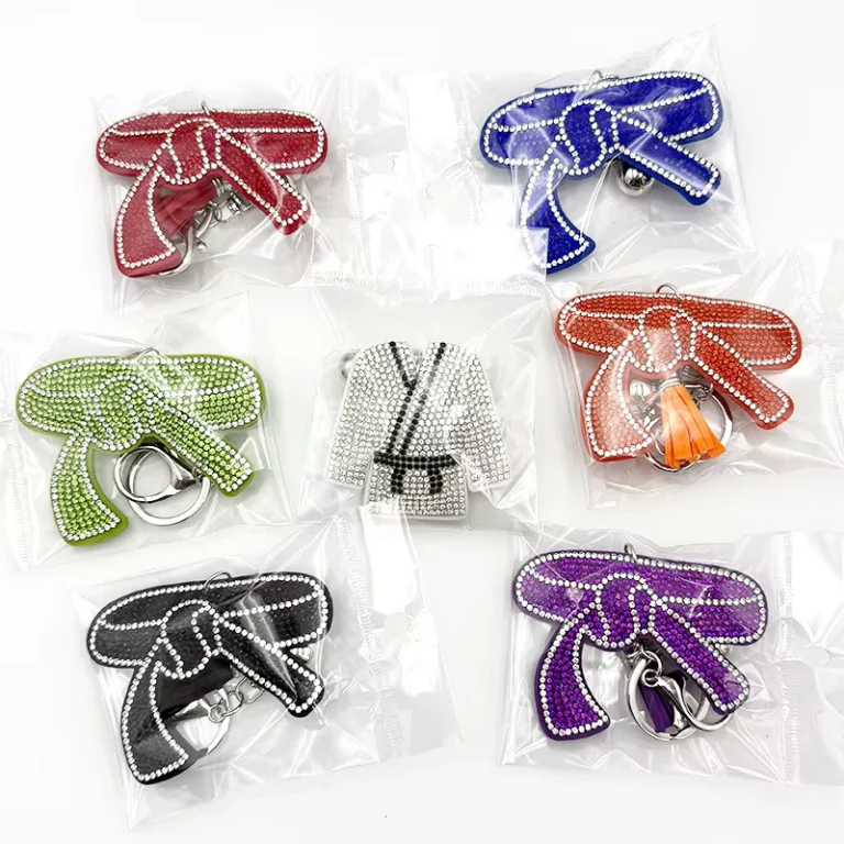 Rhinestone-Taekwondo-Ribbon-Belt-Uniform-Keychain-Crystal-Martial-Arts-Bag-Charm-Karate-Jiu-Jitsu-Judo-Gi-Souvenir-Gift