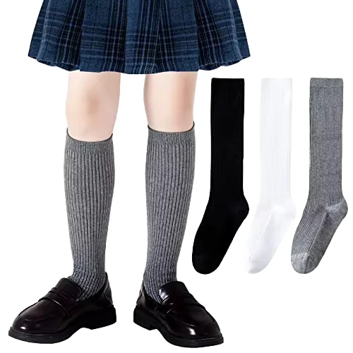 Ribbed-Breathable-Knitted-Knee-High-Womens-Compression-Socks-Autumn-Daily-Use-High-Elasticity-for-Workers-Students