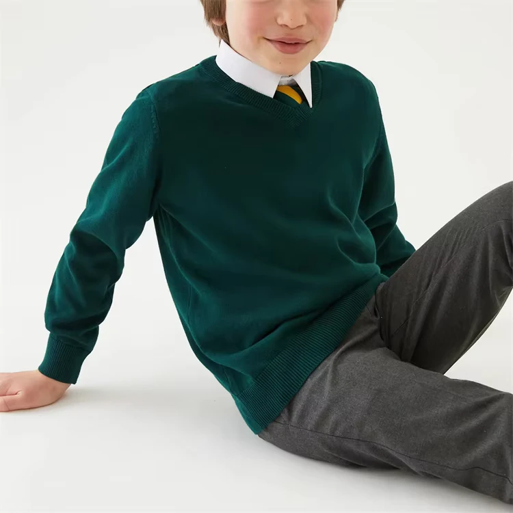 Round-neck-School-Uniforms-Primary-School-Pullover-Children-OEM-Service-Support-Sweater