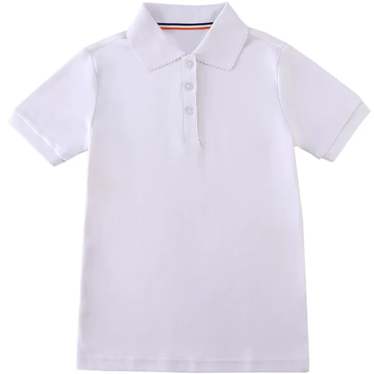 Safety-Quality-School-Tshirt-Knitted-White-Polo-Shirts-Girls-for-2T-20-Kid