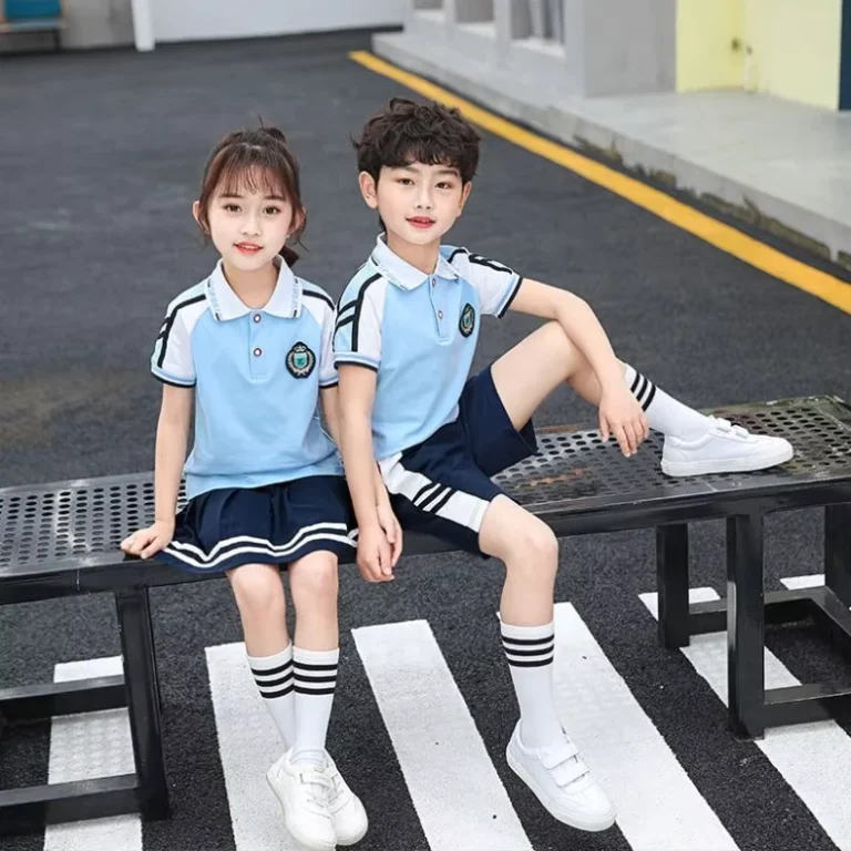 School-Anti-Wrinkle-5-Colors-Breathable-PIQUE-Cotton-Clothes-Design-Summer-Unisex-Boys-and-Girls-2-Piece-Sport-School-Uniform