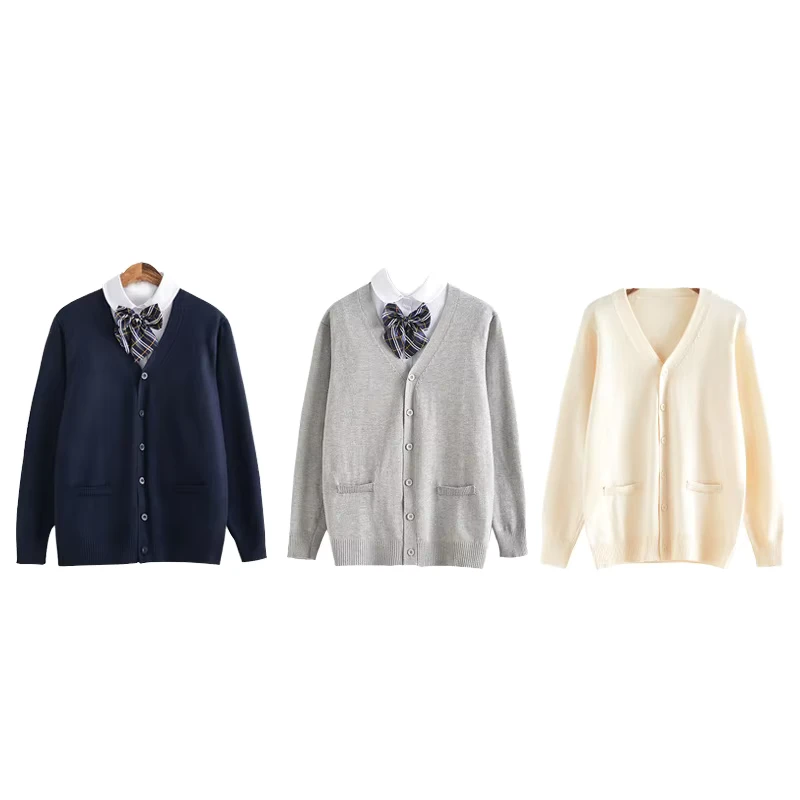 School-Clothing-Suppliers-Custom-Children-Unisex-Soft-Breathable-Cotton-Knitted-Cardigan-Sweater-Long-Sleeve-School-Uniform-OEM