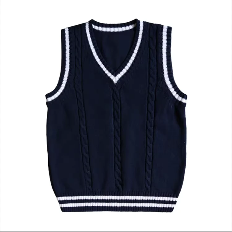 School-College-Cardigan-Sweater-Outerwear-Sleeveless-Knitted-Sweater-Class-Autumn-Winter-China-School-Girl-Uniform