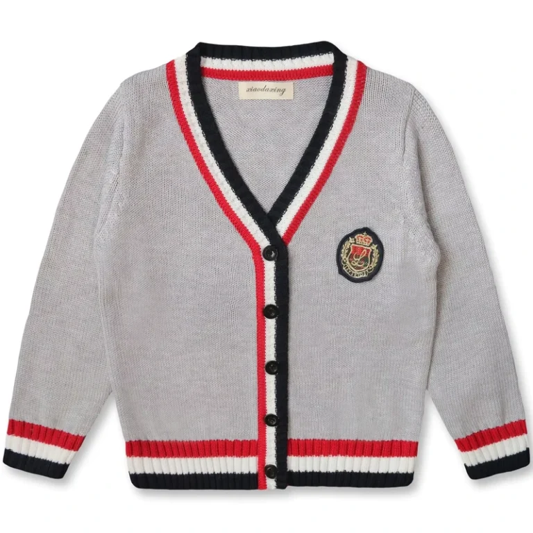 School-College-Cardigan-Uniform-Autumn-Winter-Sweater-Outerwear-Grey-Red-Long-Sleeved-Teacher-Knitted-Sweater