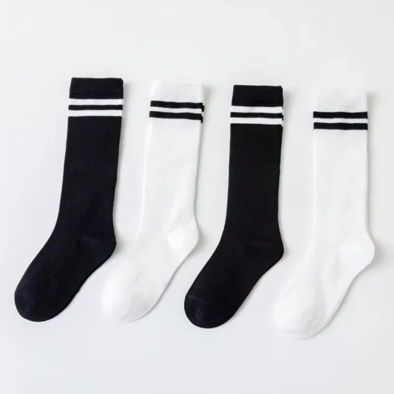 School-Kids-Knee-High-White-Socks-Organic-Cotton-Uniform-Boys-Girls-Striped-Socks-Spring-Autumn