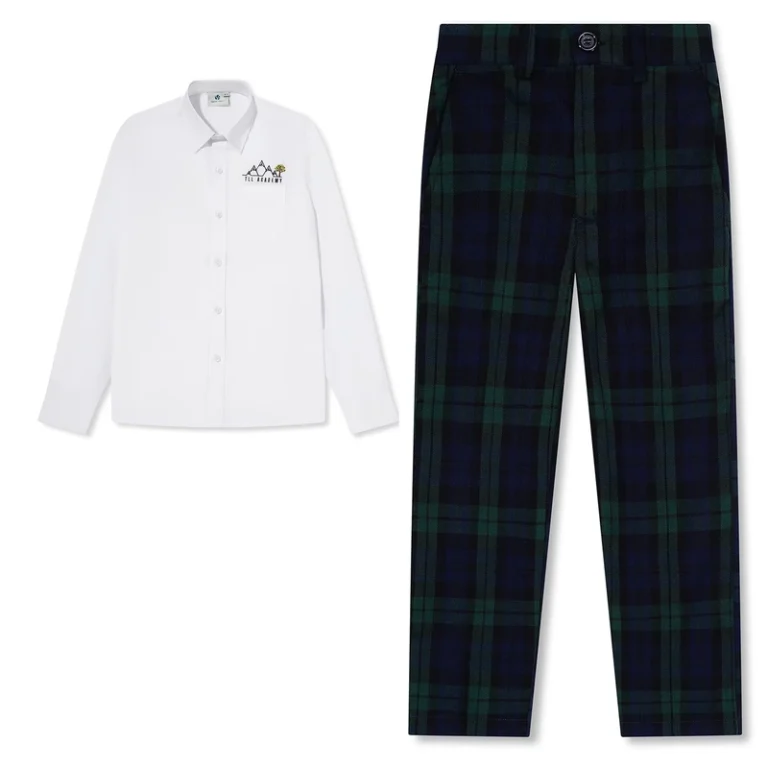 School-Logo-Custom-Long-Sleeve-Shirt-and-Dark-Green-Paid-Pants-School-Uniform-Set-Spring-Clothes-Set-for-High-School-Student