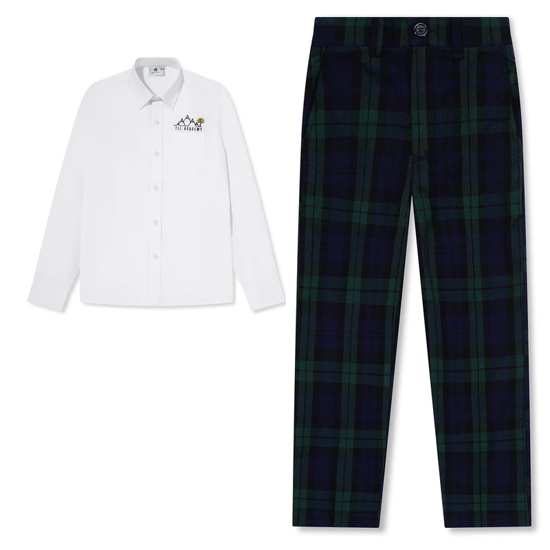 School-Logo-Custom-Long-Sleeve-Shirt-and-Dark-Green-Paid-Pants-School-Uniform-Set-Spring-Clothes-Set-for-High-School-Student