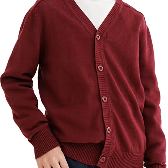 School-Student-Custom-Baby-Kids-Children-V-Neck-Plain-Jersey-Uniform-Sweater-Cardigan-Wool-Girls-Anti-Pill-Crew-Neck-Cardigan