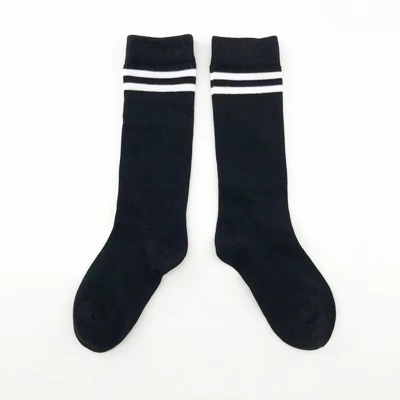 School-Student-Uniform-Unisex-Girls-and-Boys-Knitted-Striped-Black-and-White-Cotton-Knee-high-Socks-for-All-season-DailyWear