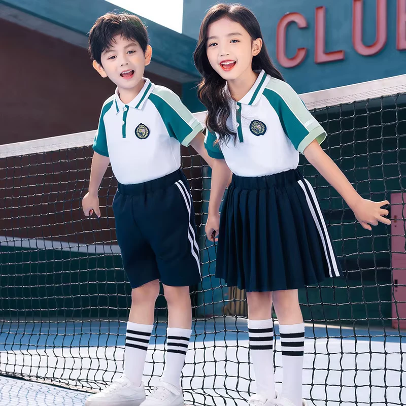 School-Tracksuit-With-Buttons-Pleated-Skirt-Skirts-and-Shorts-and-Short-Sleeves-Summer-Junior-Uniform