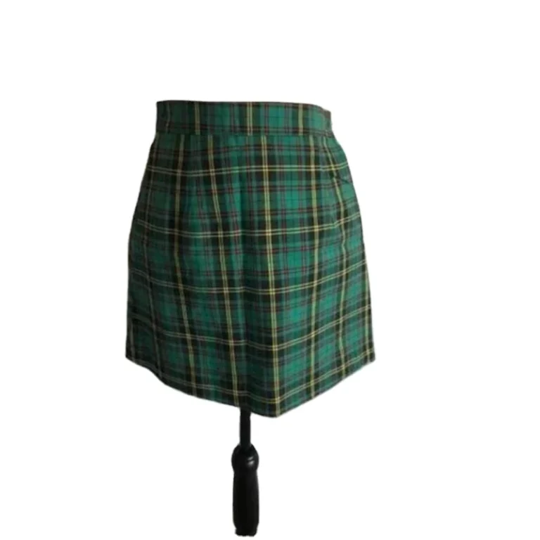 School-Uniform-Girls-Kick-Pleat-Skirt-Green-High-Waist-Skirt-Size-S