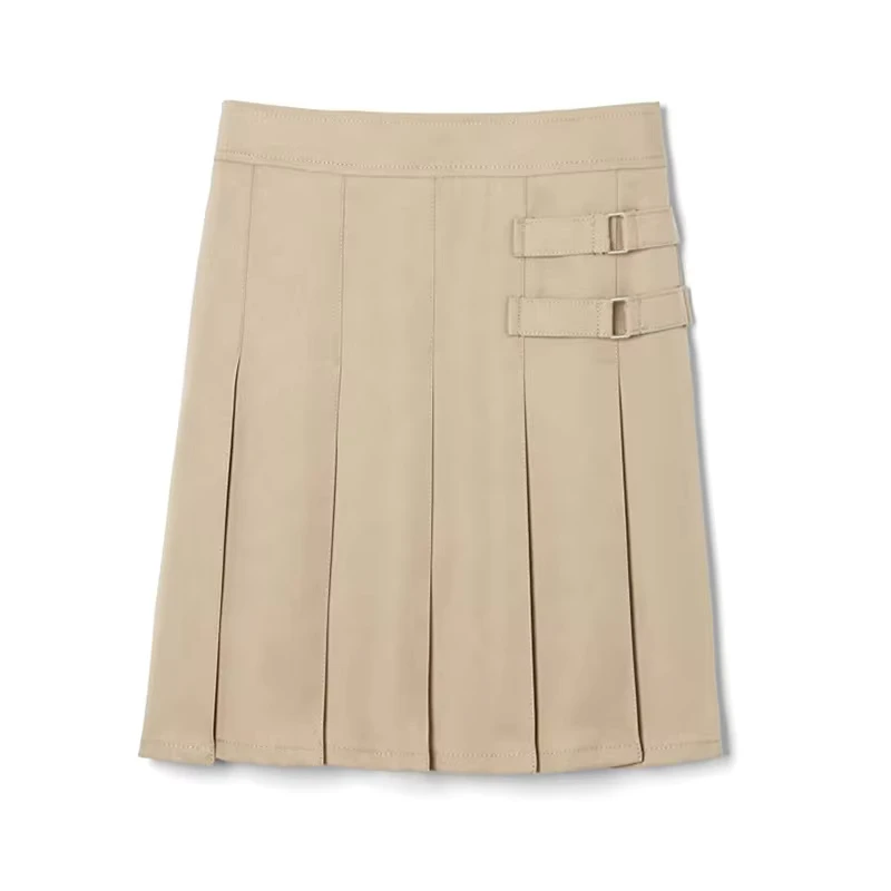 School-Uniform-Manufacture-Girls-Two-Tab-Pleated-Scooter-Skort-Kids-School-Uniform-Khaki-Skirts-School-Short-Dress
