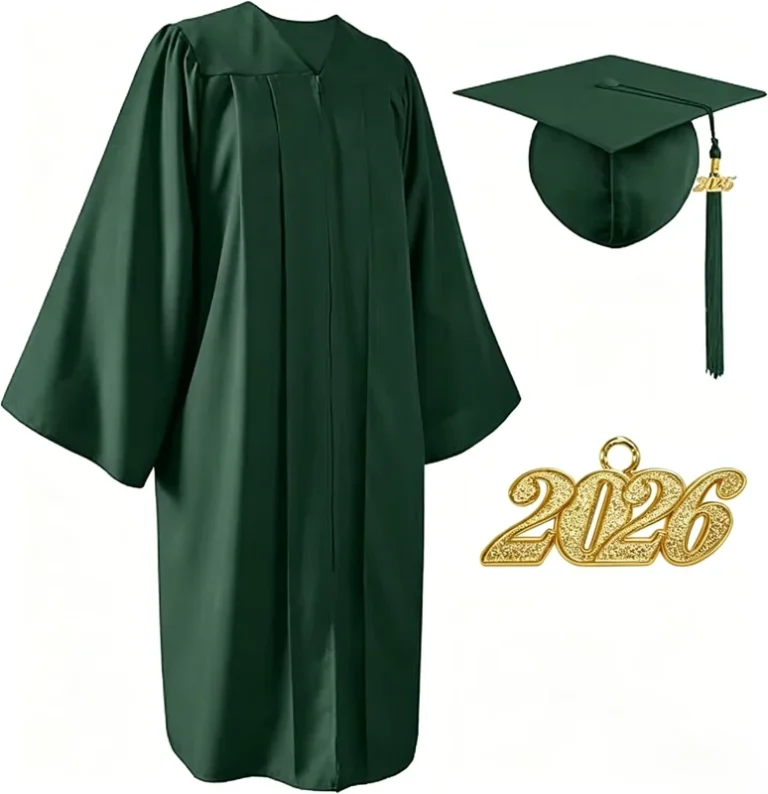 School-Uniform-Matte-Graduation-Cap-Gown-Tassel-Set-Unisex-100-Polyester-Forest-Green-Junior-Senior-School-College