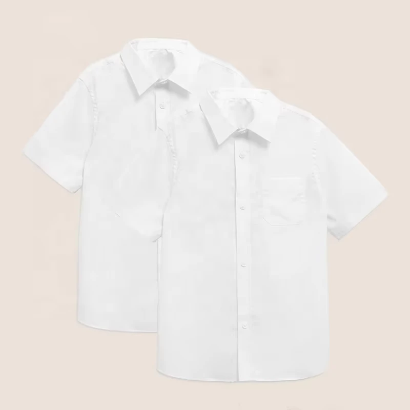 School-Uniform-Secondary-Students-Shirts-Customized-Design-White-Unisex-Short-Sleeve-Shirt