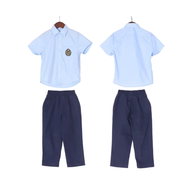 School-Uniform-Set-Blue-Shirt-with-Pants-for-Primary-School