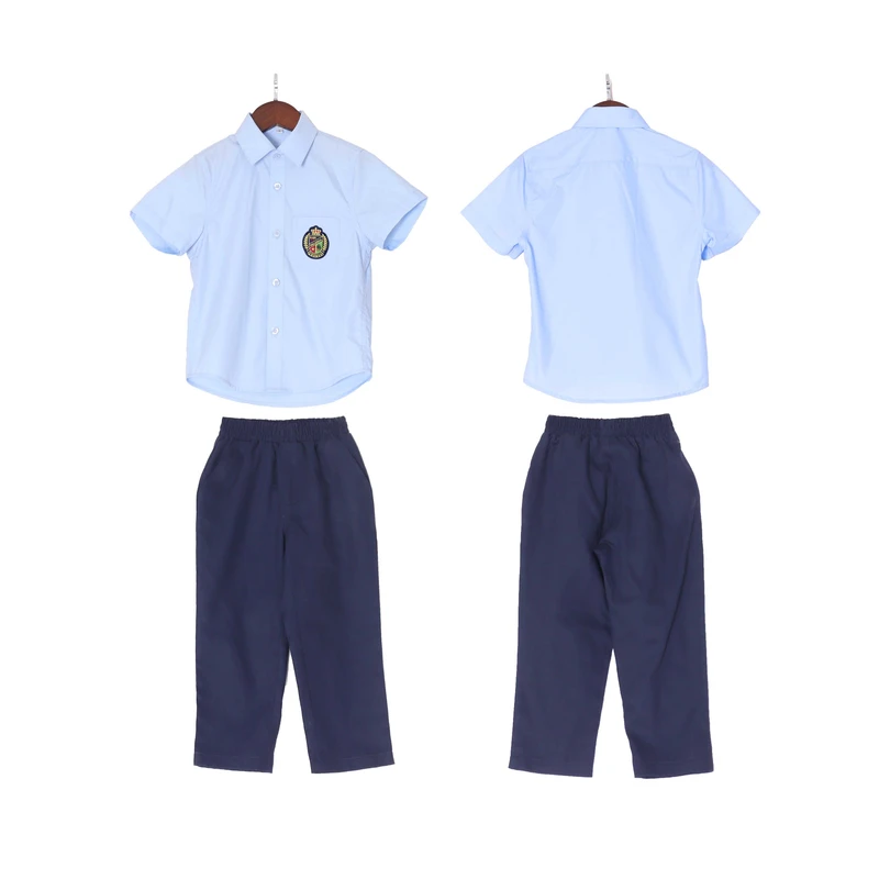 School-Uniform-Set-Blue-Shirt-with-Pants-for-Primary-School