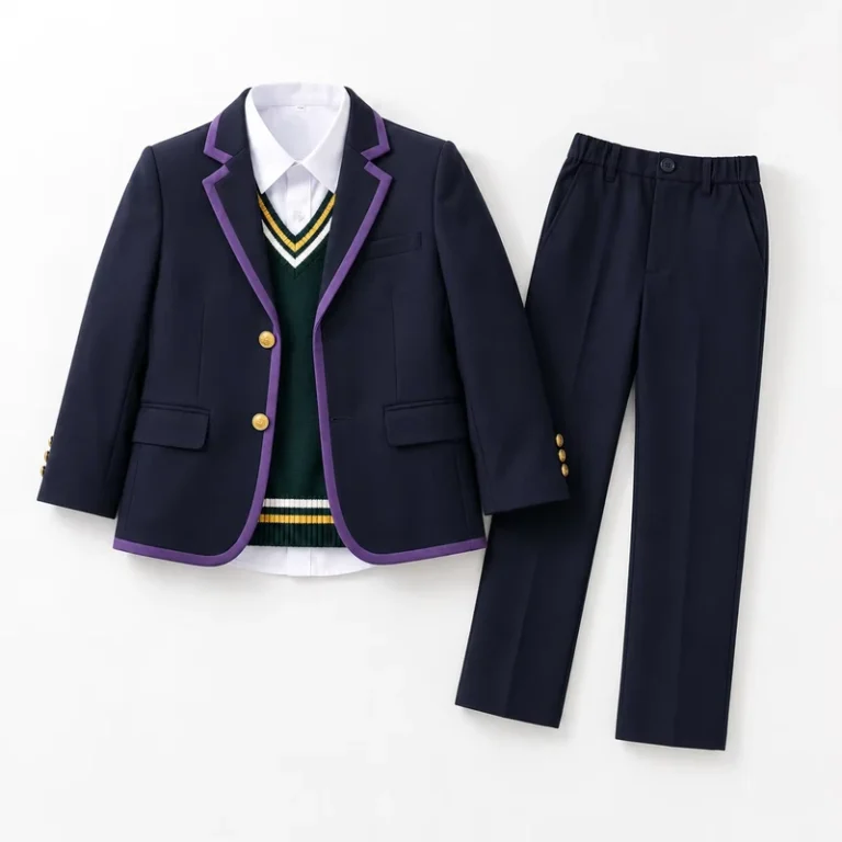 School-Uniform-Set-British-4-Piece-Polyester-Viscose-Spandex-Blend-Autumn-Student-Daily-School-Use-Factory-OEM-Custom