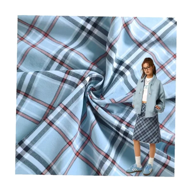 School-Uniform-Style-Classical-Plaids-Check-Spandex-Fabric-4way-Stretch-Yarn-Dyed-Nylon-for-Shirts-Skirts