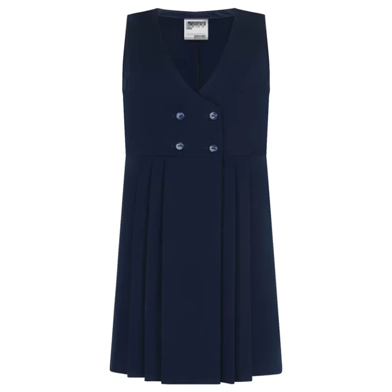 School-Uniforms-Girls-Clothes-Four-Button-6-Pleat-Skirt-Pinafore-Sleeveless-O-neck-Frock-Dresses