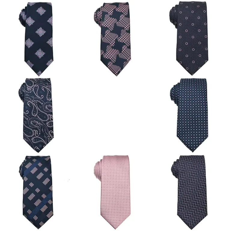 Shengzhou-Tie-Manufacturer-Paisley-Floral-Striped-Casual-Ties-OEM-ODM-Custom-Micro-Polyester-Necktie-for-Men-Pink-Navy