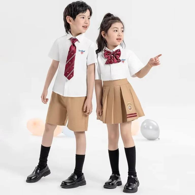 Short-Sleeve-Formal-Shirts-Child-White-School-Khaki-Shorts-for-School-Kids-Girls-Khaki-School-Uniform-Skirt