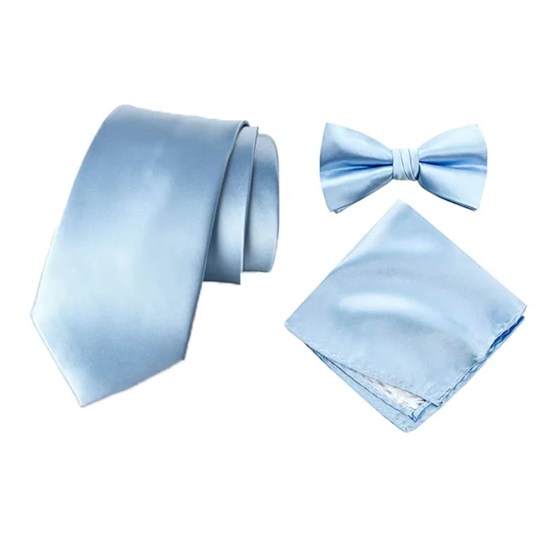 Silky-Microfiber-Men-Satin-Solid-Color-Necktie-Pre-tied-Tuxedo-Bowtie-Bow-Tie-Handkerchief-Pocket-Square-Set