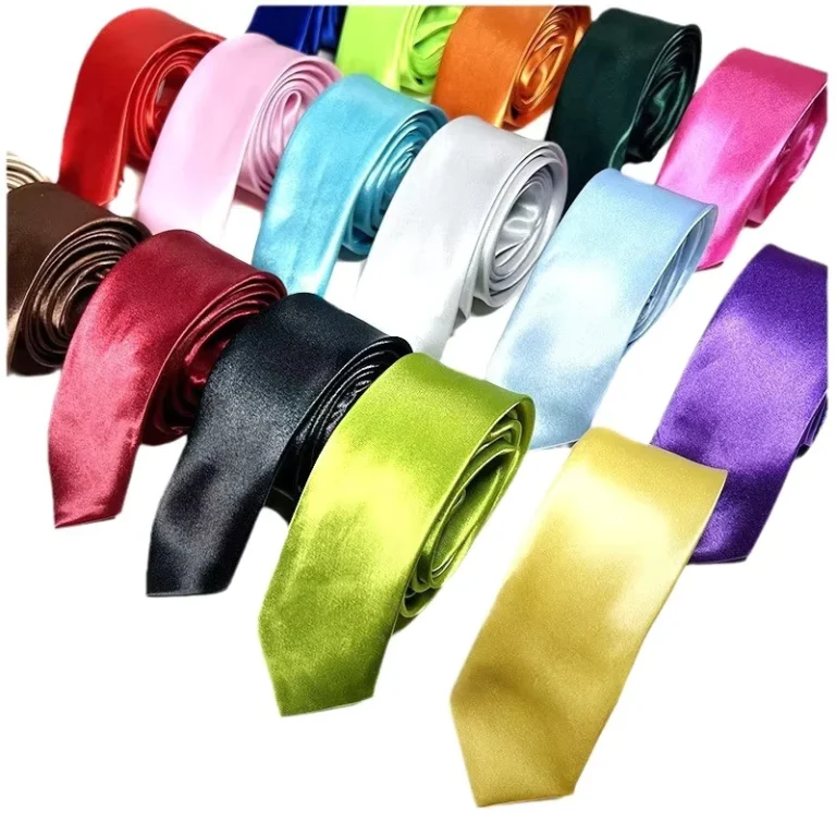 Slim-5cm-Tie-Solid-Mens-Satin-Tie-Black-White-Multiple-Colours-Shinning-Surface-Casual-Shirt-Accessory-with-Custom-Logo