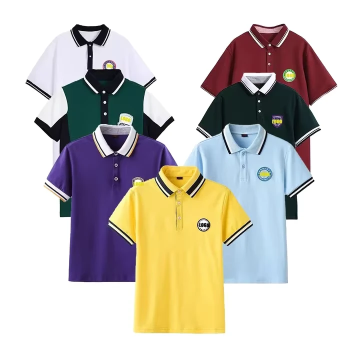 Soft-Boys-and-Girls-Formal-Style-Blue-Yellow-School-Uniform-Polo-Shirt-for-Children