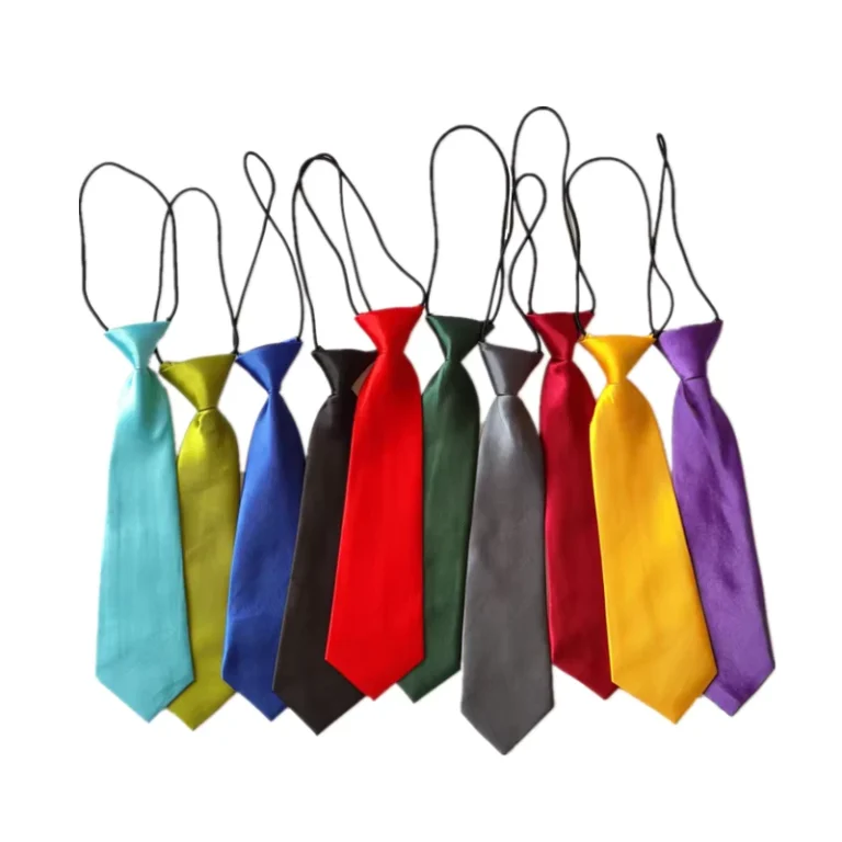 Solid-Color-Boys-Polyester-Necktie-Price-Elastic-String-School-Tie-for-Kids-OEM-Brand-Model-YW-0215