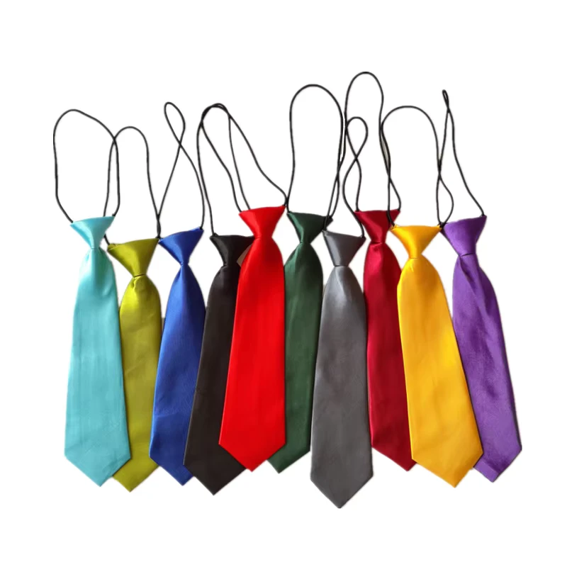 Solid-Color-Boys-Polyester-Necktie-Price-Elastic-String-School-Tie-for-Kids-OEM-Brand-Model-YW-0215