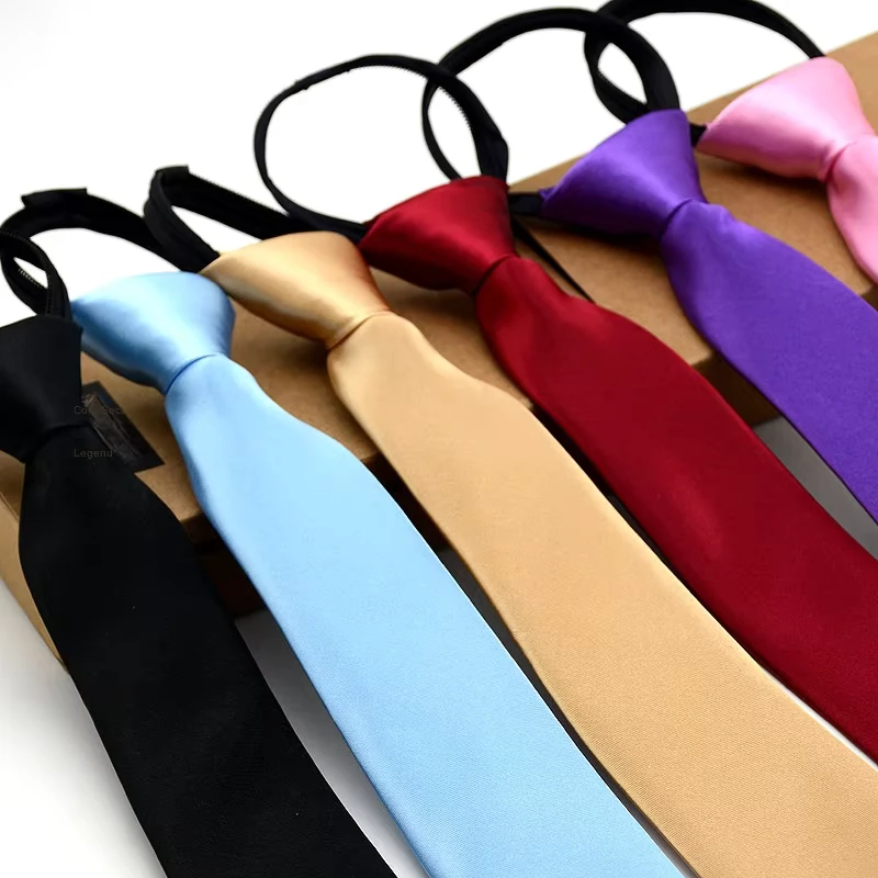 Solid-Color-Korean-Student-Uniform-Easy-to-Pull-with-Narrow-Zipper-Tie-Formal-Style-Knot-Free