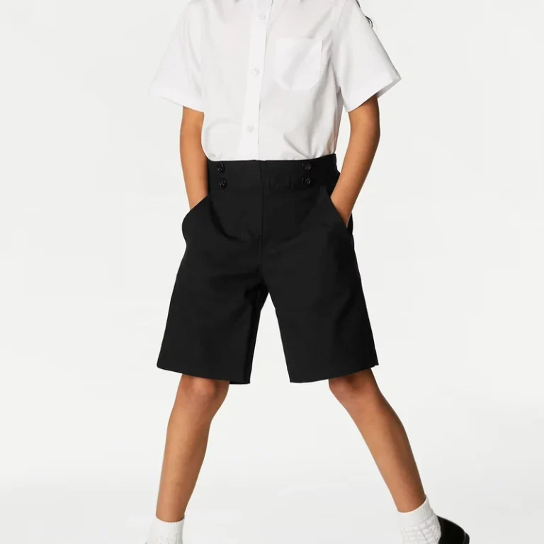 Solid-Cotton-Knee-Length-Kids-Girl-Boy-School-Uniform-Shorts