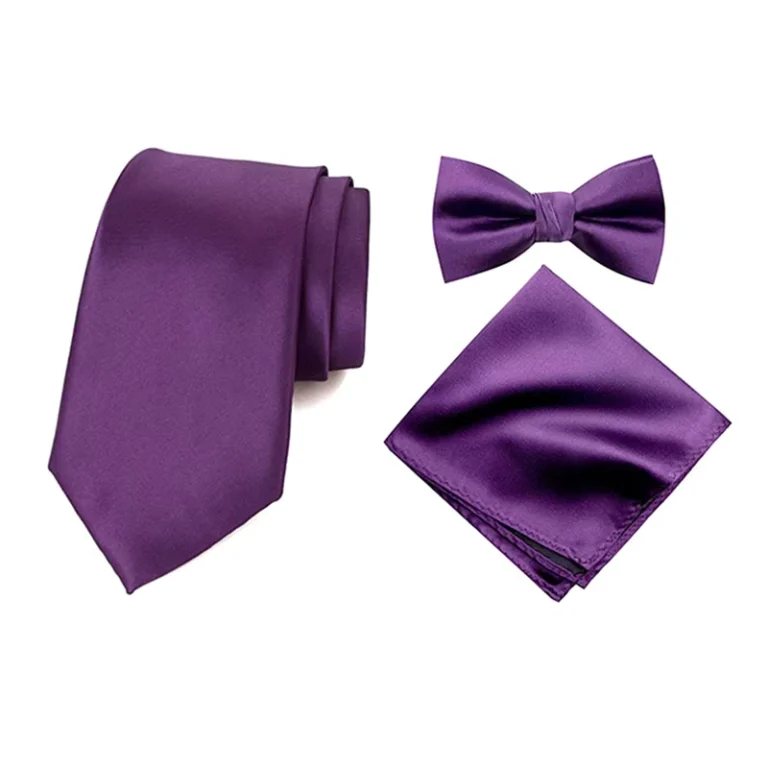 Solid-Necktie-Set-Dusty-Purple-100-Silky-Soft-Satin-Necktie-Hanky-Pocket-Square-Bow-tie-Set-for-Business-Wedding