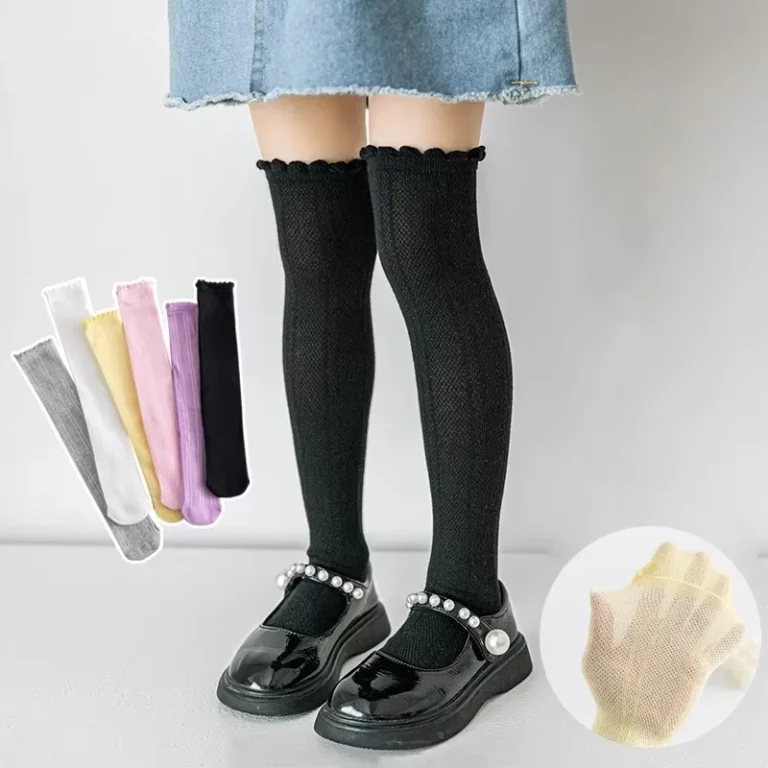 Spring-Autumn-Baby-Children-Girl-Cute-Socks-Black-White-Color-Mesh-Breathable-School-Uniform-Sock-Knee-High-Long-Kids-Socks