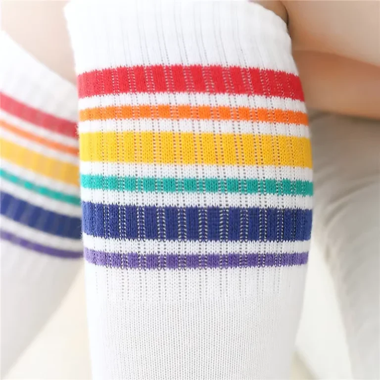 Spring-Autumn-Childrens-School-Uniform-Socks-White-Black-Rainbow-Stripes-Fashion-Cotton-Student-Girls-Kids-Stocking-Socks