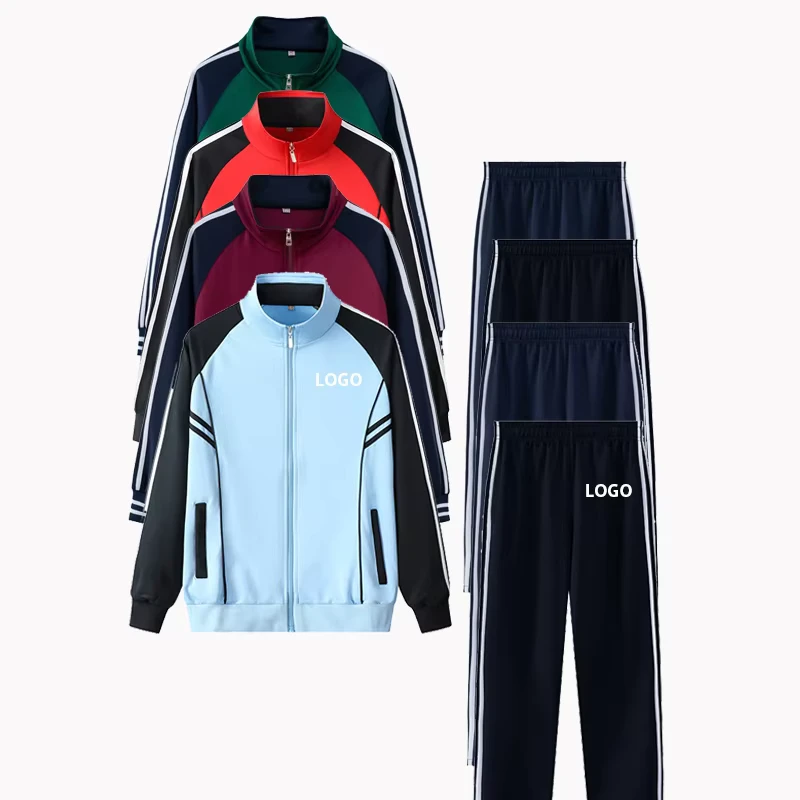 Spring-Autumn-Custom-High-School-Kindergarten-Children-Primary-Polyester-Sportswear-School-Uniforms-Jacket-and-Pant-Tracksuit