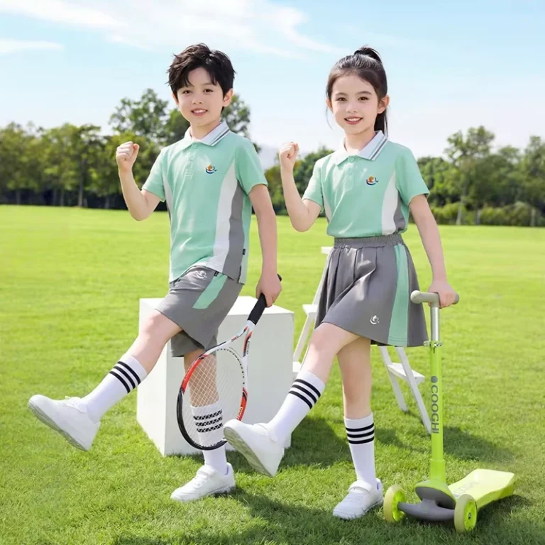 Spring-Autumn-Middle-School-Uniform-Set-Cotton-Customized-Short-Sleeve-Shorts-for-Boys-Girls-Sports-Class