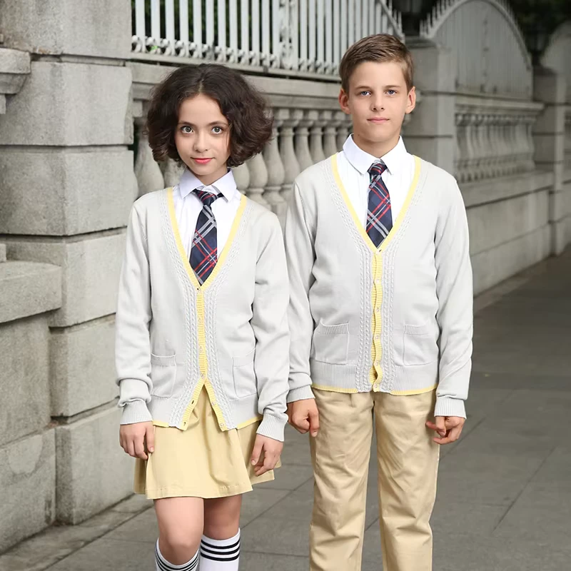 Spring-Autumn-OEM-Made-Kindergarten-Primary-School-Uniforms-Student-Girls-Boys-Kids-Sweater-Cardigan