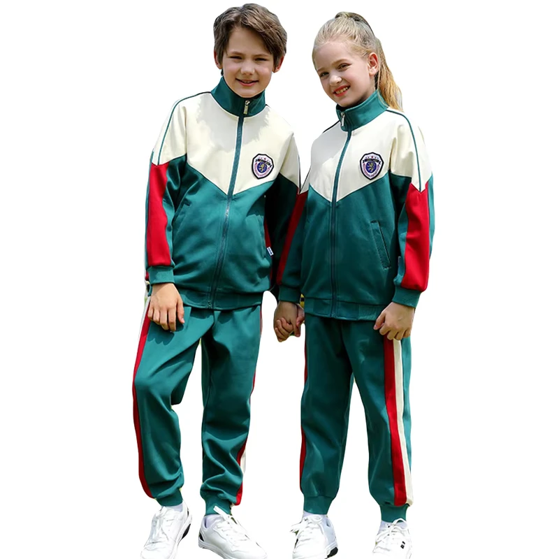 Spring-Autumn-Primary-High-School-Uniform-Sports-Wear-Cotton-Tracksuit-for-Students