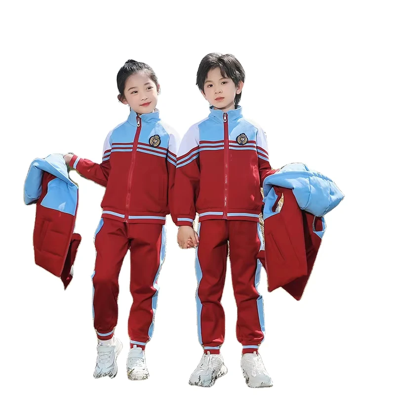 Spring-Autumn-Primary-Middle-Children-Unisex-School-Uniform-Sports-Suit-Zipper-Coat