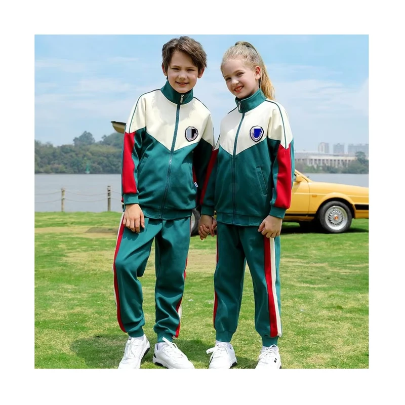 Spring-Autumn-Pupil-School-Uniforms-Unisex-High-Quality-100-Cotton-Contrast-Color-Multi-Tone-Sport-Wear-Tracksuit