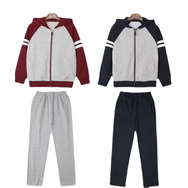 Spring-Autumn-School-Uniform-Two-Tone-Hooded-Track-Suit-for-Primary-and-Secondary-Students