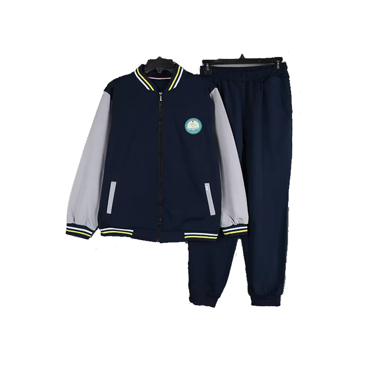Spring-Autumn-Thick-High-School-Sports-Wear-Children-Cotton-School-Uniform-Jacket-and-Pant-Tracksuit