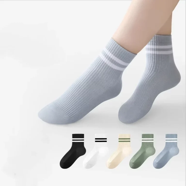 Spring-Summer-Basic-Style-Plain-Striped-Cotton-School-Socks-Casual-Knitted-Seamless-Toe-One-Size-Socks