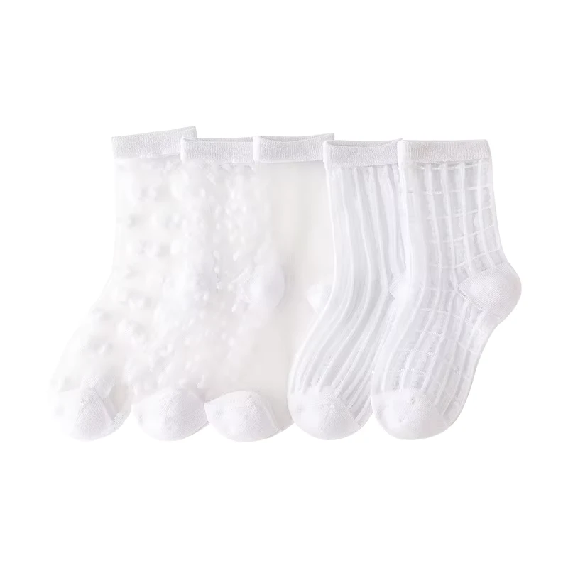 Spring-Summer-Breathable-Cute-Tulle-Transparent-White-Woman-Kids-Teen-Young-Girl-School-Uniform-Crew-Socks
