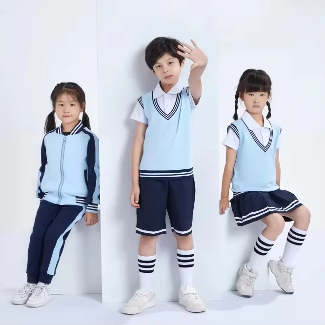 Spring-Summer-Childrens-Primary-School-Unisex-Comfortable-Breathable-Sports-Short-Sleeve-Jacket-Uniform-Set