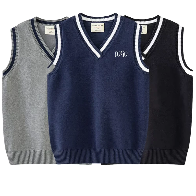 Spring-V-Neck-Knitted-Baby-Kids-Cardigan-Vest-Jumper-Toddler-Boys-Sweaters-Daily-Wearing-School-Uniform-Spandex-Cotton